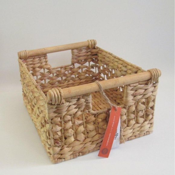 Naturally Danny Seo Wicker Storage Basket With Handles 11 x 14 Tags - Picture 1 of 8